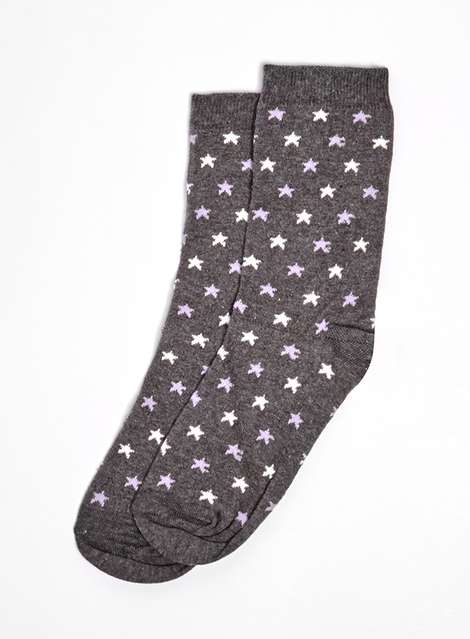 Charcoal Grey Star Print Socks